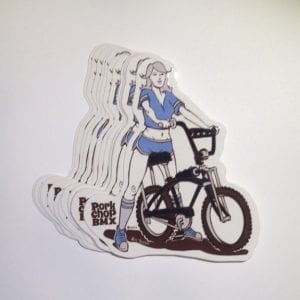 Girl On Bike Pork Chop Sticker